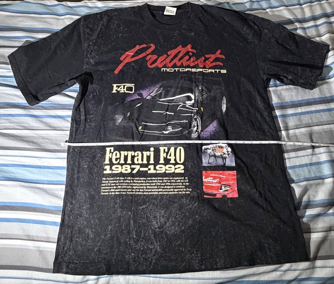 Prettiest Ferrari F40 Graphic Tee (Category: Tshirts & Polo Shirts ) located in Quezon City. Submitted by keithleenn (Listing ID 1448215548, Image 1). Description: - Payment First Policy (Gcash) - l: 32in w: 24in - no flaws - no ww - NO COD - Iconic Ferrari F40 graphic tee - Unique acid wash/marble effect - Brand: Prettiest Motorsports - Size: XXX-Large (XXXL) rfs: decluttering .