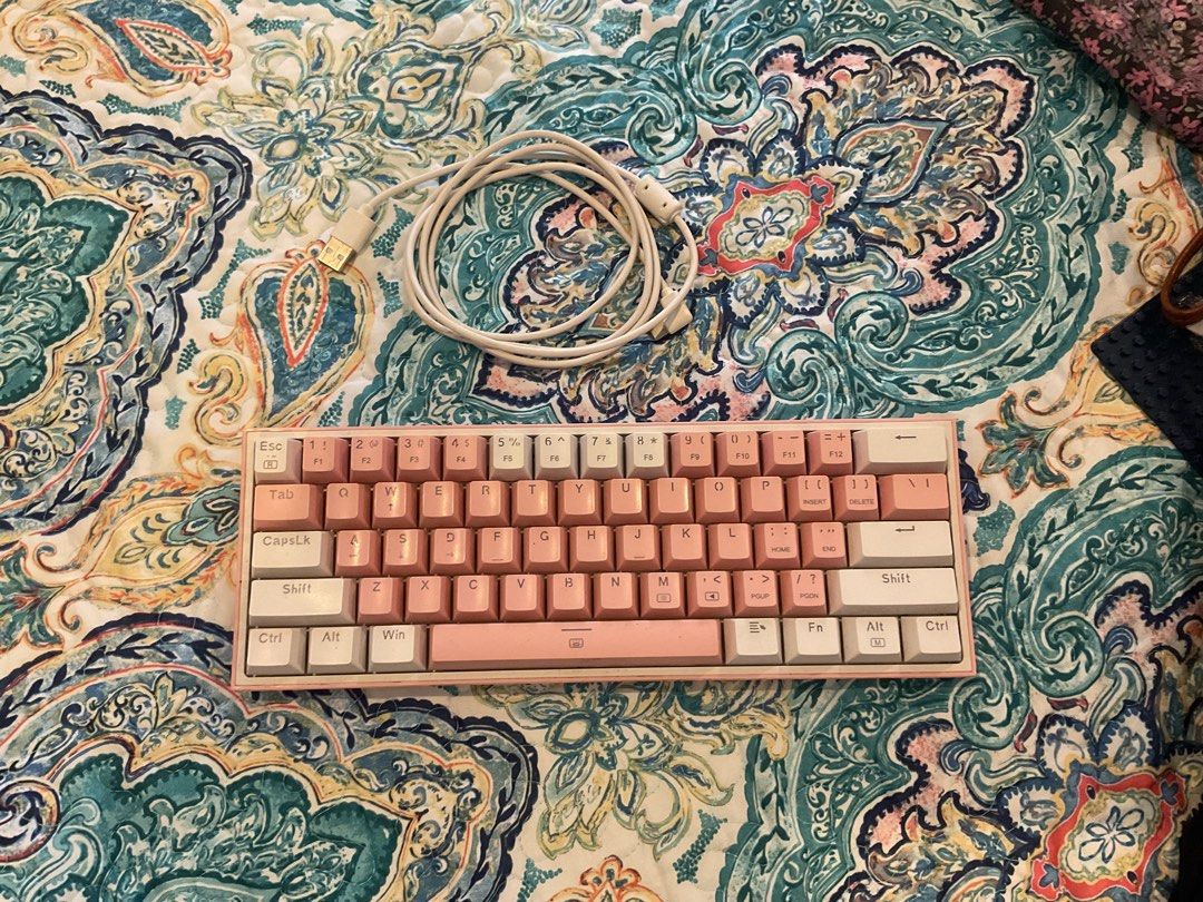 Red dragon Pink 60% Mechanical Keyboard with USB Cable (Category: Computer Keyboard) located in Manila. Submitted by v_chwesol17 (Listing ID 1448108544, Image 1). Description: - Cute pink 60% mechanical keyboard - Tested and confirmed working -RFS want a full 100.