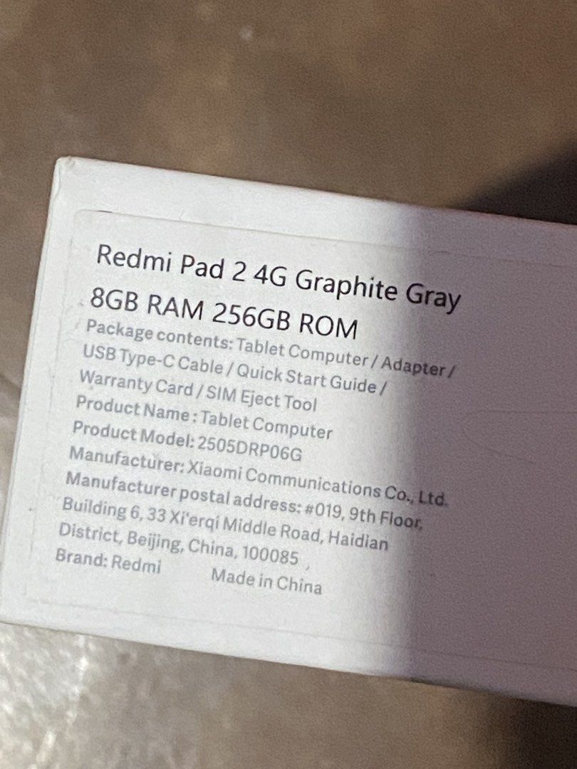 Redmi Pad 2 4G 256GB (Category: Android) located in Manila. Submitted by keoniii (Listing ID 1448243492, Image 3). Description: - Redmi Pad Pro 2 4G - 256GB Internal Storage - Runs on Xiaomi HyperOS - Includes charger - Free 2 cases - Free stylus pen Open for swap with iPad 10th Gen 256GB (pink preferred, add nalang aq cash) - Meetups available around Manila or via Lalamove (receivers should pay na sf).