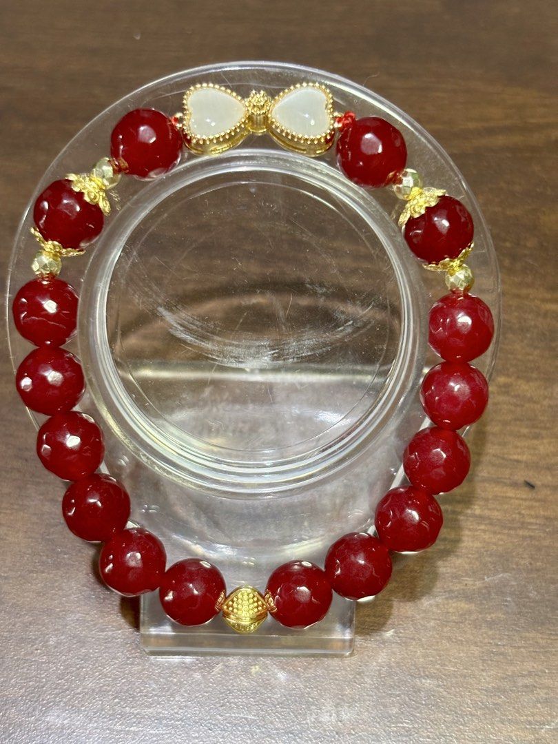 Ruby Jade Bracelet (Category: Bracelets) located in Pasig City. Submitted by talaversify (Listing ID 1448078759, Image 2). Description: Semi-precious stone: Ruby Jade Stone size: 9mm Wrist size: 18cm 💠 Natural stone 💠.