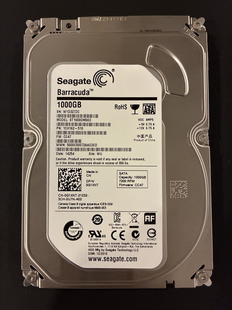 Seagate 1TB 3.5” Sata HDD