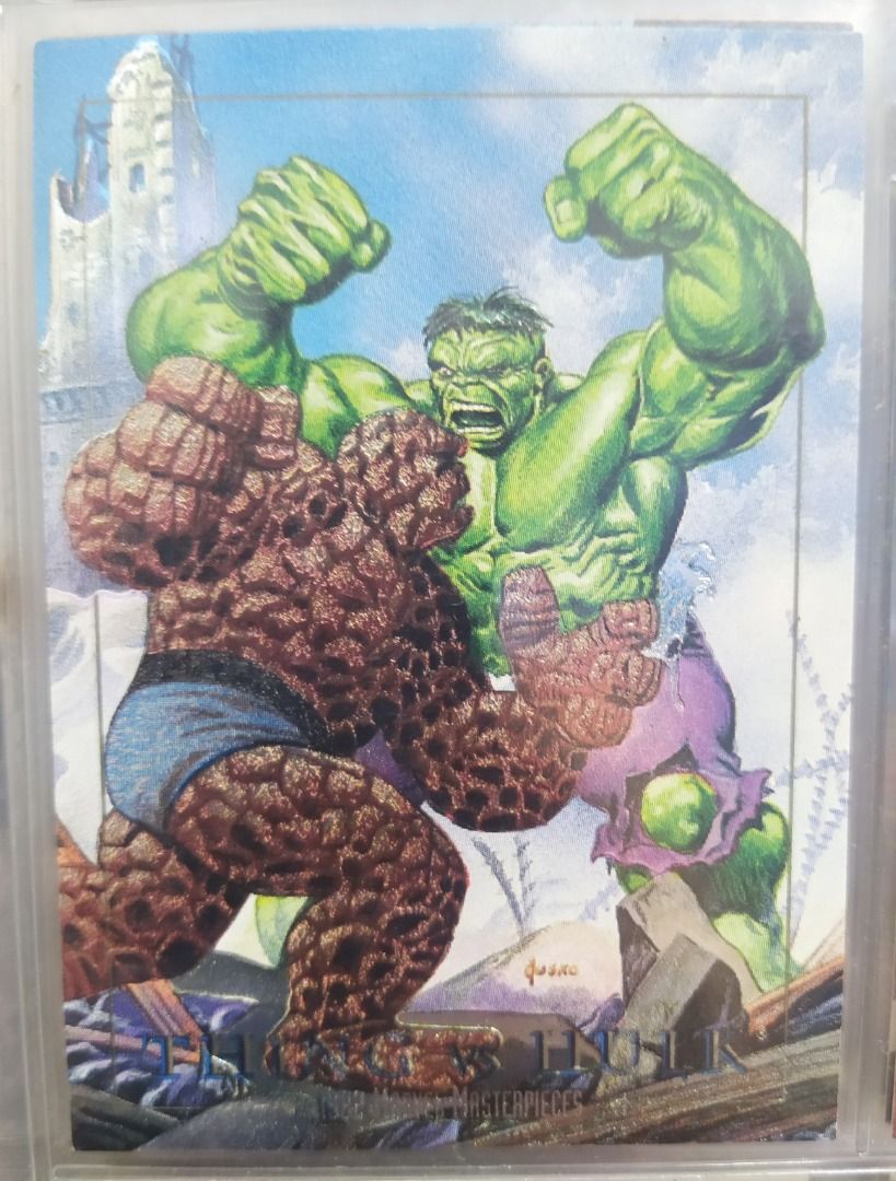 Skybox Marvel Masterpieces HULK VS THING BATTLE SPECTRA 1-D (1992) (Category: Raw Singles) located in Manila. Submitted by ace.hobbies (Listing ID 1448224851, Image 1). Description: 🏷️ Item for Sale Skybox Marvel Masterpieces HULK VS THING BATTLE SPECTRA 1-D (1992) 🔎 Item Description: - From Skybox, 1992 - #1-D of 5 chase Battle Spectra card 📸📦 Picture of actual item..