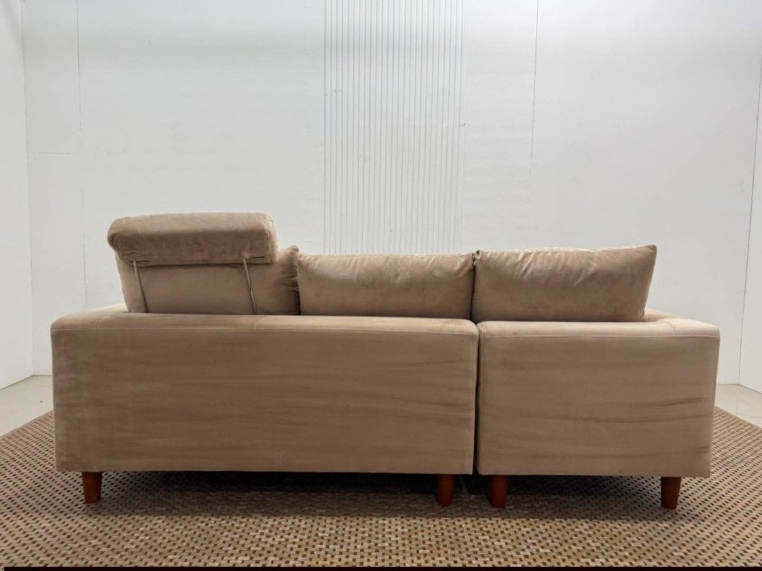 Sofa (Category: Sofas) located in Meycauayan. Submitted by marygracecasimiro (Listing ID 1448276470, Image 3). Description: Elegant L-Type Cream Sofa Price: 20,900 L72 x W51/32 x H29/16 In good condition♥️.