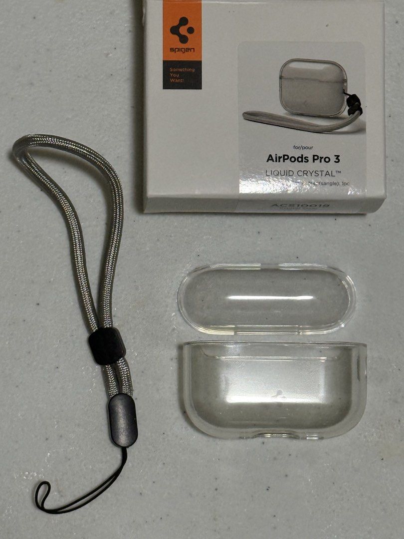 Spigen Liquid Crystal Case for Airpods Pro 3 with Strap (Category: Cases & Sleeves) located in Taguig. Submitted by dyomampy (Listing ID 1448176190, Image 2). Description: Original Spigen Liquid Crystal Case with Strap for AirPods Pro 3 (Clear) Price: ₱700 Description: Selling my Original Spigen Liquid Crystal Case with Strap for AirPods Pro 3. Condition: * ✅ Used for only 3 months * ✅ Original Spigen product * ✅ Originally purchased for ₱1,400 *