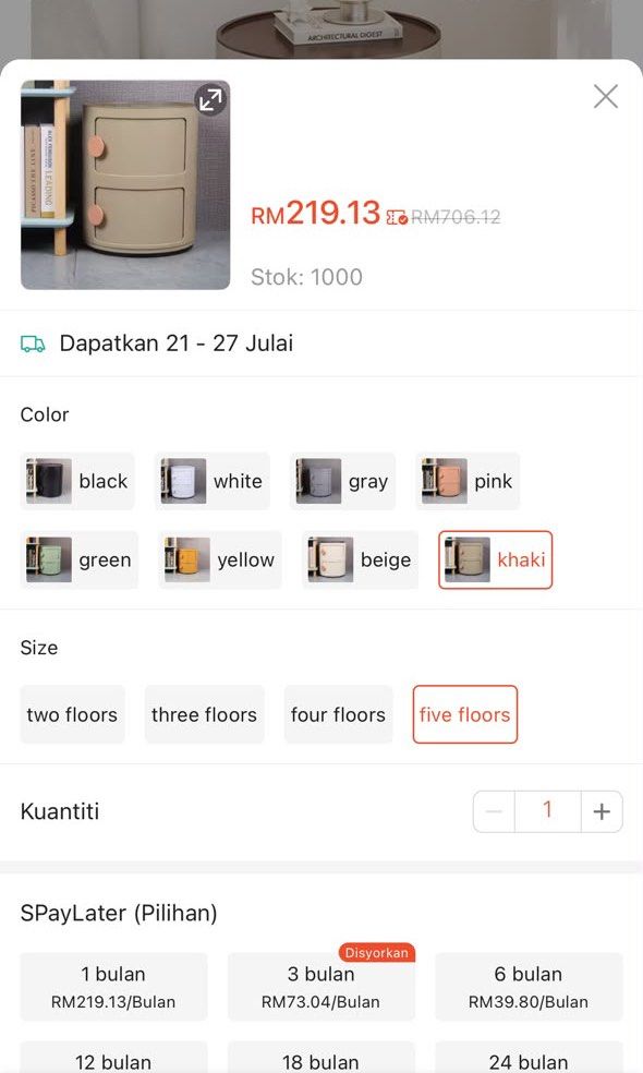 Storage (Category: Other Home Furniture) located in Kangar. Submitted by mizaleeya (Listing ID 1448235751, Image 2). Description: Delivery kena add on.