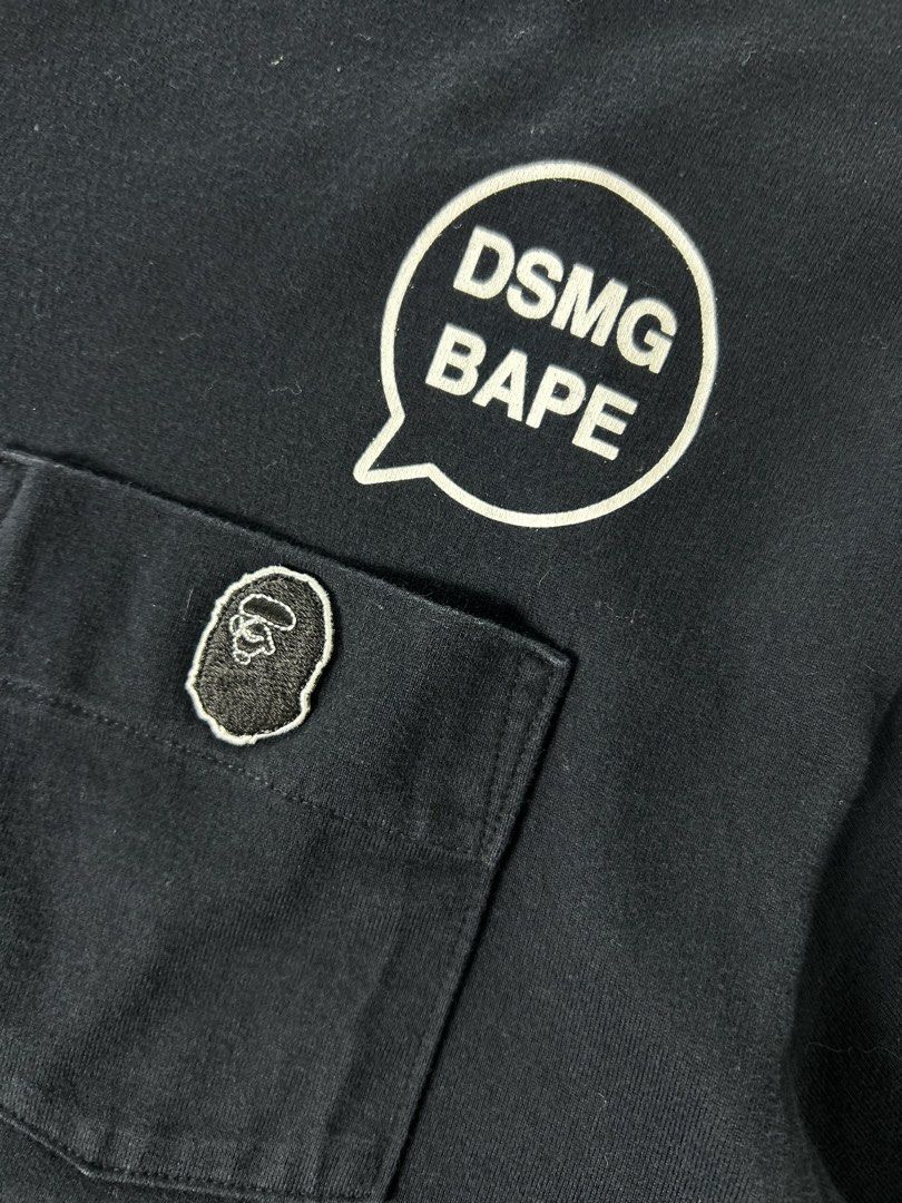 T shirt (Category: Activewear) located in Manila. Submitted by thriftforlifeest2025 (Listing ID 1448110563, Image 3). Description: A Bathing Ape x DSMG pocket tee Size: Large Width: 20 Length: 27 9/10 Condition ₱1250.