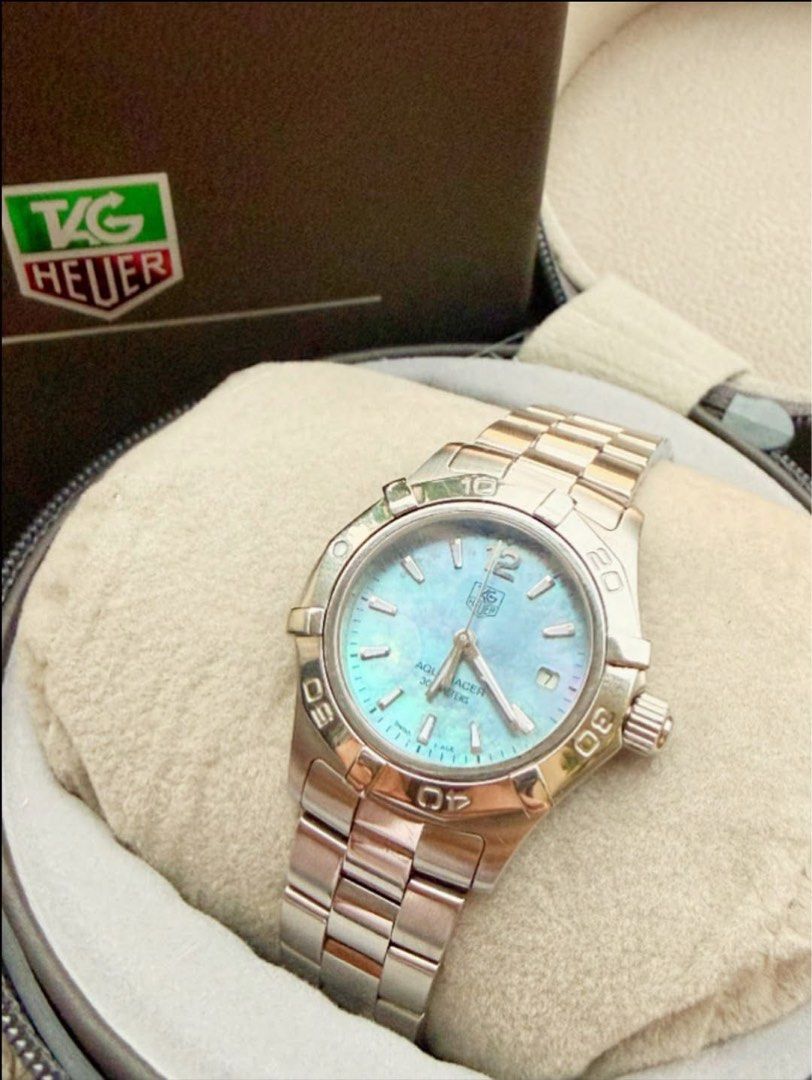 Tag Heuer Ladies (Category: Luxury Watches) located in Quezon City. Submitted by liezl.marie (Listing ID 1448185611, Image 2). Description: Authentic TH Aquarac€r A blue mother-of-pearl dial and a stainless steel bracelet. - 27mm - 7.5 inches wrist size or smaller 29,800 Open for layaway. Disclaimer: We are not affiliated, associated, authorized, endorsed by or in any way officially connected with any other company or luxury brand. All copyrights