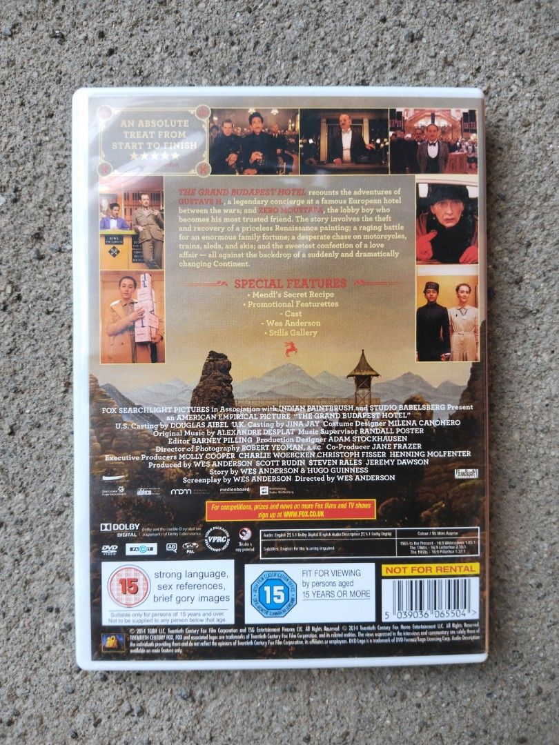 The Grand Budapest Hotel DVD (Category: CDs & DVDs) located in Manila. Submitted by someonefrom2008 (Listing ID 1448169336, Image 2). Description: Region 2 has minor scratches Items are preloved so please expect some minor flaws..