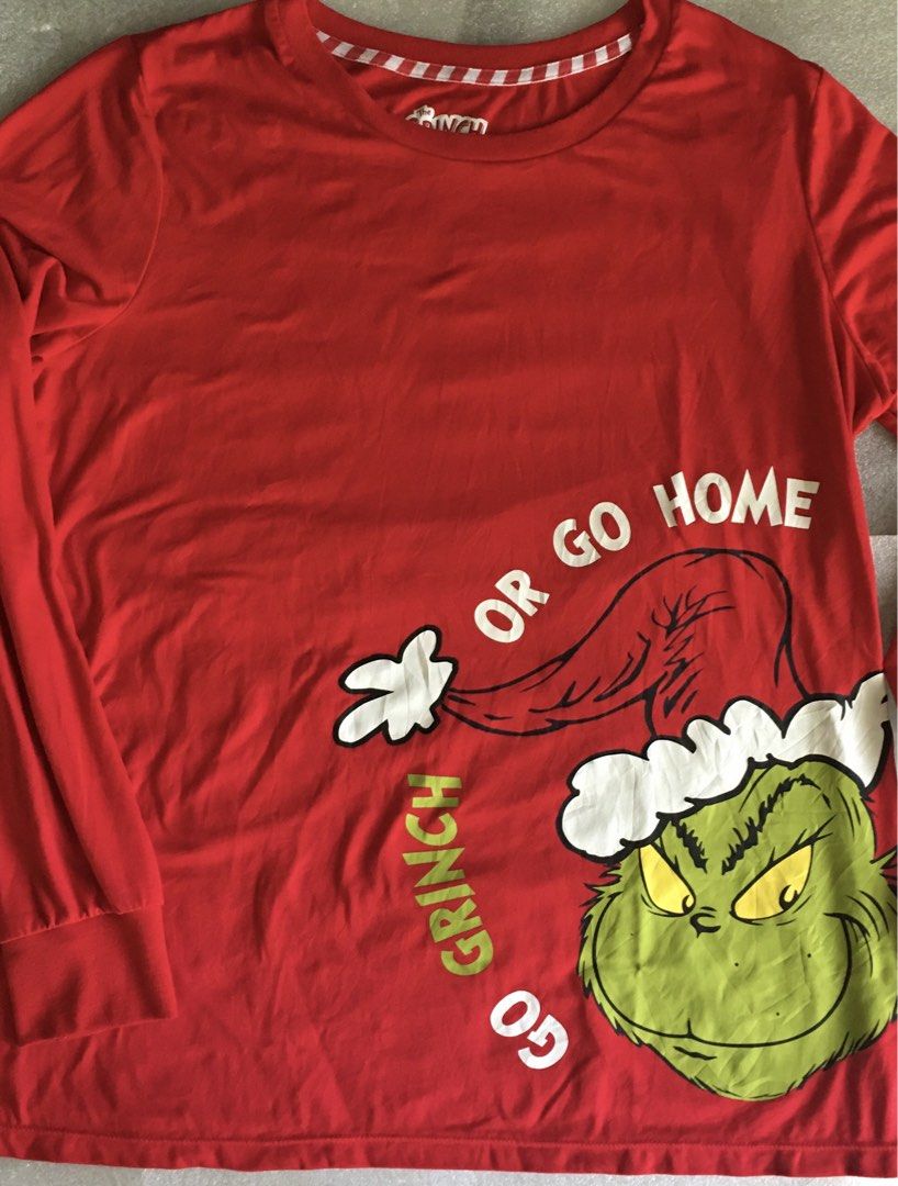 The Grinch Dr. Seuss Shirt (Category: Everything Else Others) located in Tarlac. Submitted by greatfindstrlc (Listing ID 1448104280, Image 3). Description: TM 2024 Dr. Suess Enterprises bright red Polyester long sleeves shirt. Medium (8-10) Chest: 20” Length: 26”, good condition just needs to be washed well. Made in China.