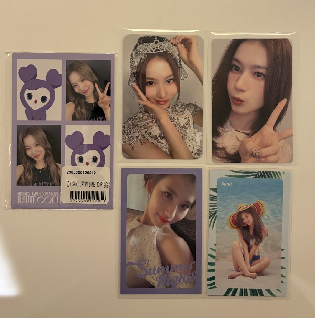 Twice Sana 小卡/特典set or 單出 （分類：韓流周邊）位於 Hong Kong。 由 jmtyc622 提交（商品編號 1448231205，圖片 1）。簡介： 四宮格45 65|❌ ❌| 5 90@ all 包郵。