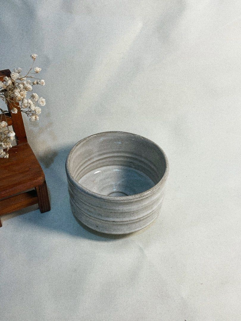 White glazed ribbed stoneware chawan (Category: Coffee & Tea Tableware) located in Antipolo. Submitted by ceramiqueph (Listing ID 1448255427, Image 2). Description: *D:11.5cm H:8cm .