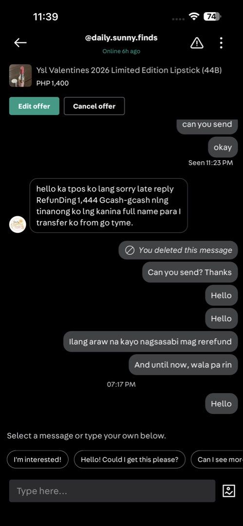 YSL DIOR SCAMMER! (Category: Makeup) located in San Pedro. Submitted by 9063nikoleee (Listing ID 1448246989, Image 2). Description: Beware of Daily Sunny Finds selling luxury makeup items from brands like Dior, YSL, Charlotte Tilbury, Hourglass etc She owes a lot of users refund na never dumating, myself included! Beware .