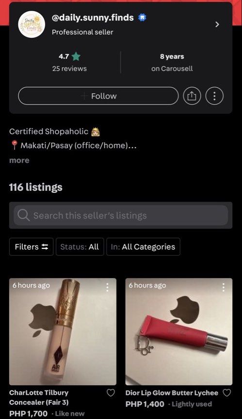 YSL DIOR SCAMMER! (Category: Makeup) located in San Pedro. Submitted by 9063nikoleee (Listing ID 1448246989, Image 1). Description: Beware of Daily Sunny Finds selling luxury makeup items from brands like Dior, YSL, Charlotte Tilbury, Hourglass etc She owes a lot of users refund na never dumating, myself included! Beware .