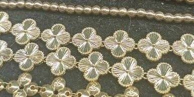 18K SAUDI Gold Clover Bracelet (Category: Bracelets) located in Mandaluyong City. Submitted by mc090794 (Listing ID 1448319978, Image 2). Description: - Beautiful 18K saudi gold bracelet (PAWNABLE) - Features charming clover motifs - Each clover has a unique textured finish - Clasp is stamped 18K Au750 - Adds a touch of luxury to any outfit - Perfect for gifting or personal indulgence.