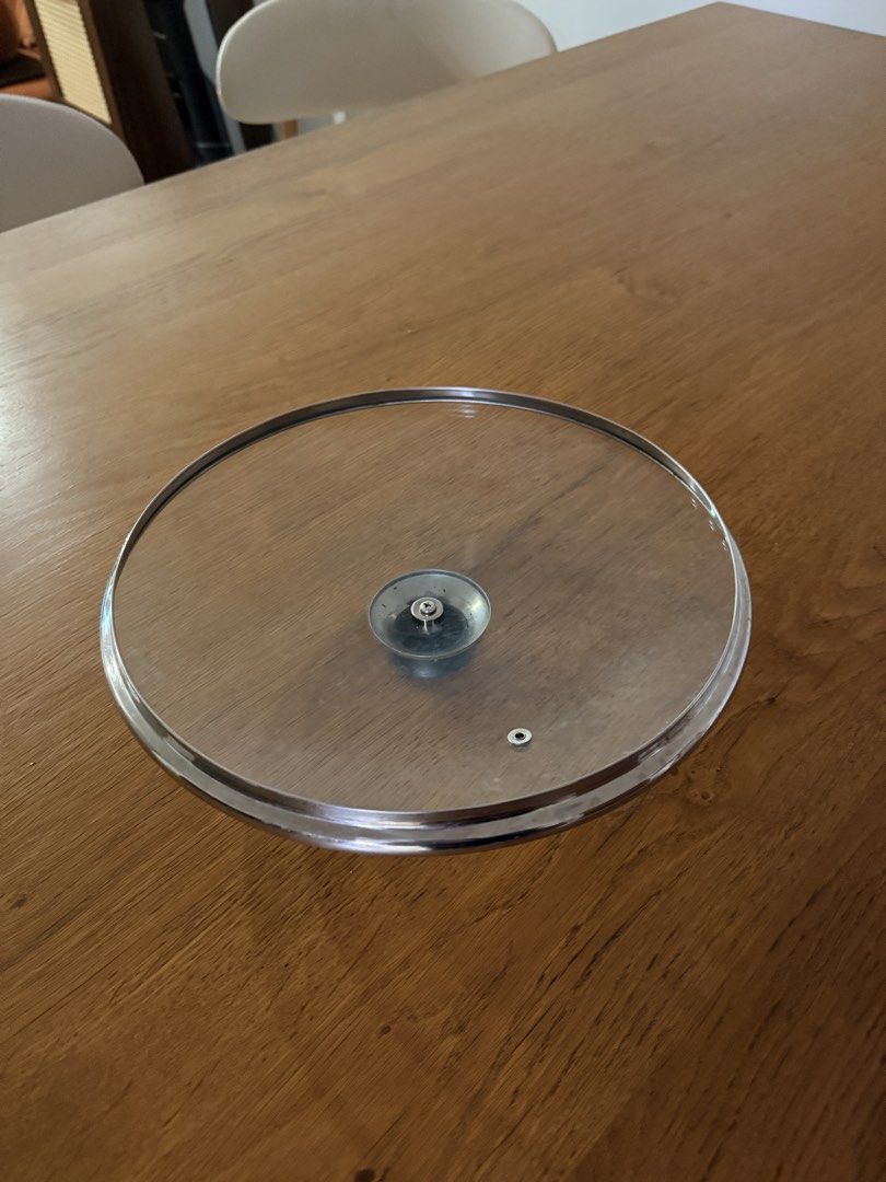 28cm Glass Pot Lid with Metal Rim and Handle