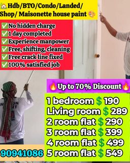 🔥Save$200-$250 For Painting Service#cheapest Price Painting Service #HDB#BTO#CONDO#LANDED#Maisonette#SHOP#OFFICE#2/3/4/5 Room Flat#Antimould Treatment#door & Pipe Paint#varnish#manpower#putty Plaster#crack Line Fixed#holes Remove#Repaint#nippon Brand#affordable Painting Service# Collection item 3