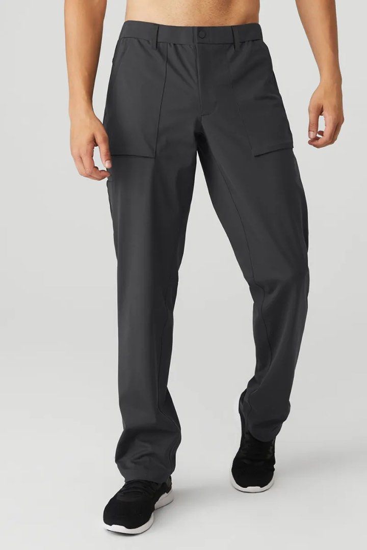 Alo Yoga Block Pants - Anthracite - 32 (Category: Trousers) located in Angeles City. Submitted by mkp125 (Listing ID 1448327539, Image 2). Description: - used 1-2x only - has light iron mark at the back, not as obvious in person - srp at $128 - has unnoticeable hole in the knee area - payment via gcash/bpi - sf c/o buyer at P80-100.