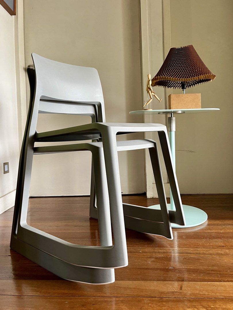 2 pcs AUTHENTIC Vitra Tip Ton Chair by Barber & Osgerby (Category: Chairs) located in Mandaluyong City. Submitted by goodfair (Listing ID 1448440497, Image 1). Description: PRICE FOR 2 PIECES This chair is famous for its unique ability to tilt forward, which helps improve posture and concentration. I bought this abroad for its clean, minimalist aesthetic and durability. It’s stackable, lightweight, and incredibly versatile. The chair is in great,