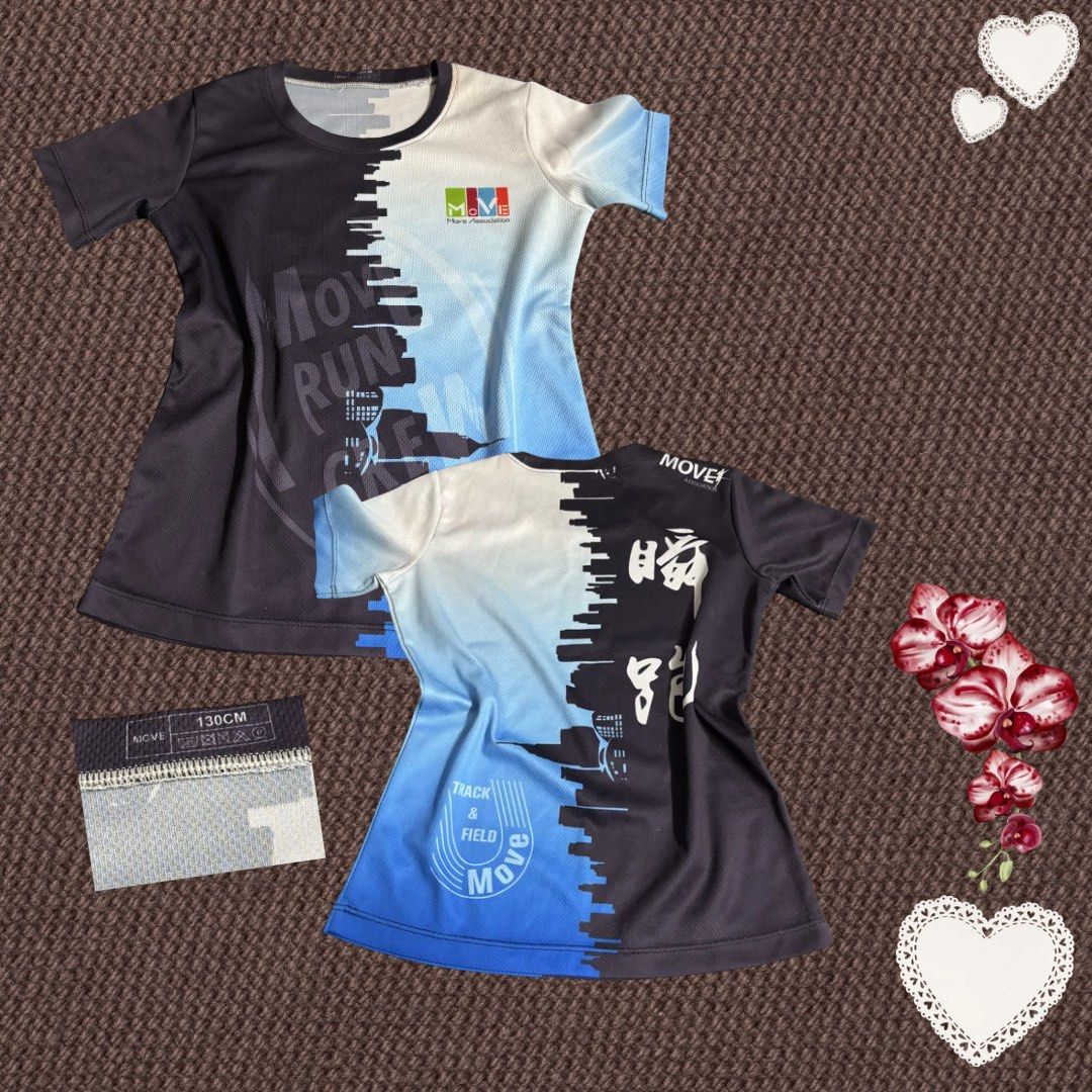 Babytee Move Run Track & Field T-shirt 130cm (Category: Babies & Kids Fashion) located in Manila. Submitted by menthilda (Listing ID 1448340028, Image 1). Description: - Kids' t-shirt perfect for running and track events. - Size: 130cm - Stylish gradient design: Black fading to Blue. - Features 'Move Run' and 'Track & Field Move' graphics. - Includes Chinese characters on the back. - Ideal for sports and active kids..
