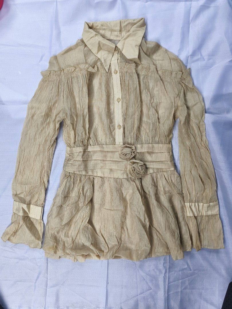 Beige Vintage-Inspired Mini Dress (Category: Dresses) located in Manila. Submitted by kiya.picks (Listing ID 1448381062, Image 1). Description: Beige Vintage-Inspired Mini Dress - Brand new - Size: XS - M - See through (upper part), need inner.