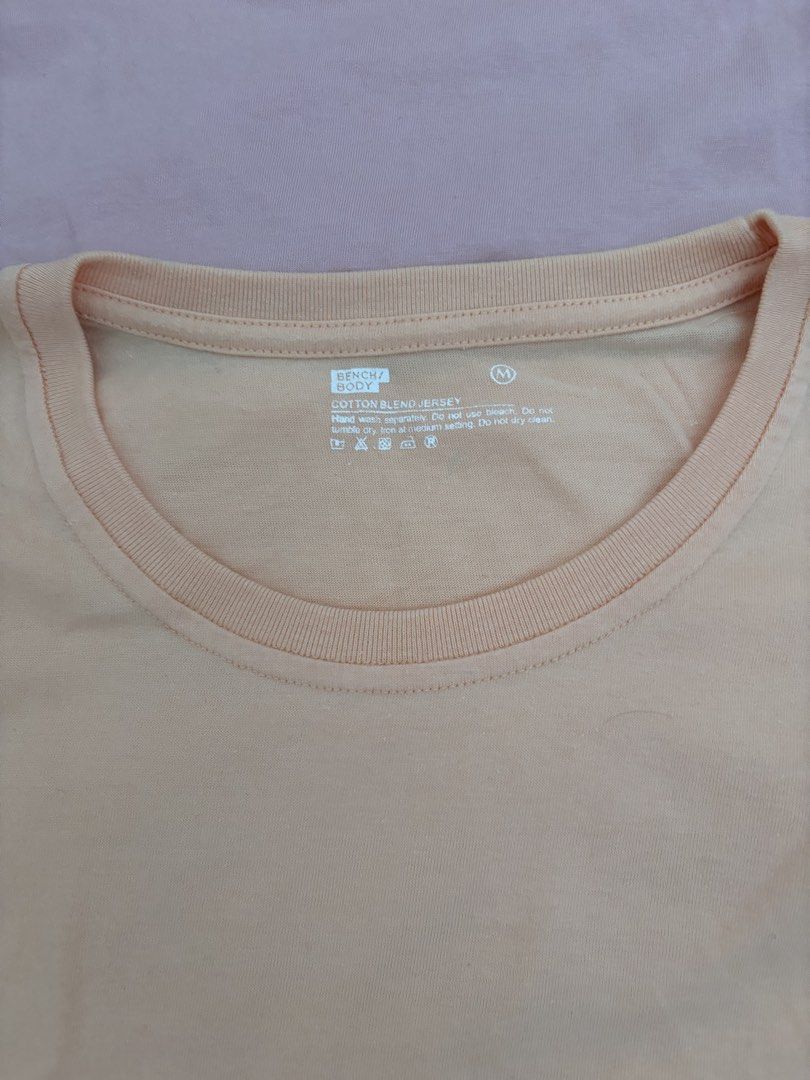 Bench T-shirts Bundle (Pink, Peach, Rose) - Size M & S (Category: Shirts) located in Pasay City. Submitted by chacha_15 (Listing ID 1448388555, Image 3). Description: - Bundle of three Bench t-shirts - Colors: Light pink (Size S), Peach (Size M), Rose Pink (Size M) - Material: Cotton blend jersey 1 not worn.