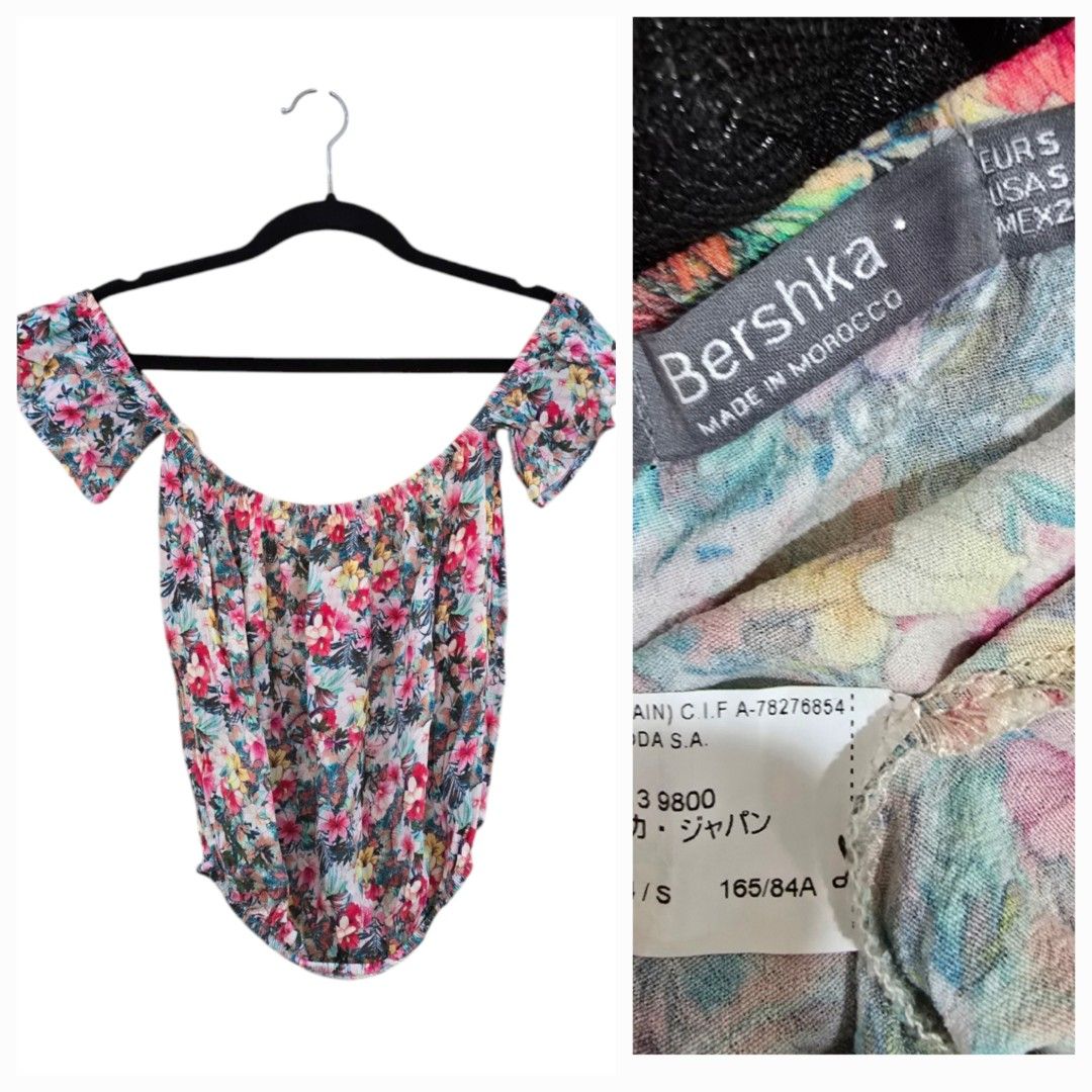 Bershka floral off shoulder top (Category: Others Tops) located in Batangas. Submitted by thevanitychamber (Listing ID 1448396356, Image 2). Description: .