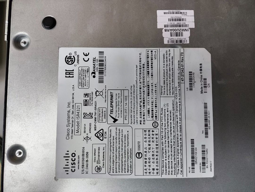 Cisco 4300 Series ISR Router (Category: Networking) located in Caloocan City. Submitted by dianemontales (Listing ID 1448279433, Image 3). Description: Selling a pristine, hardly used Cisco ISR 4321 (ISR4321/K9) enterprise router. This unit was pulled from a clean, climate-controlled setup with minimal runtime. Perfect for enterprise branch deployments, network replacements, or high-tier networking labs..