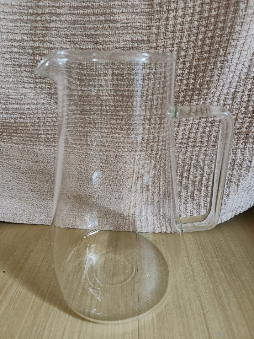 Clear Glass Pitcher with Handle and Spout