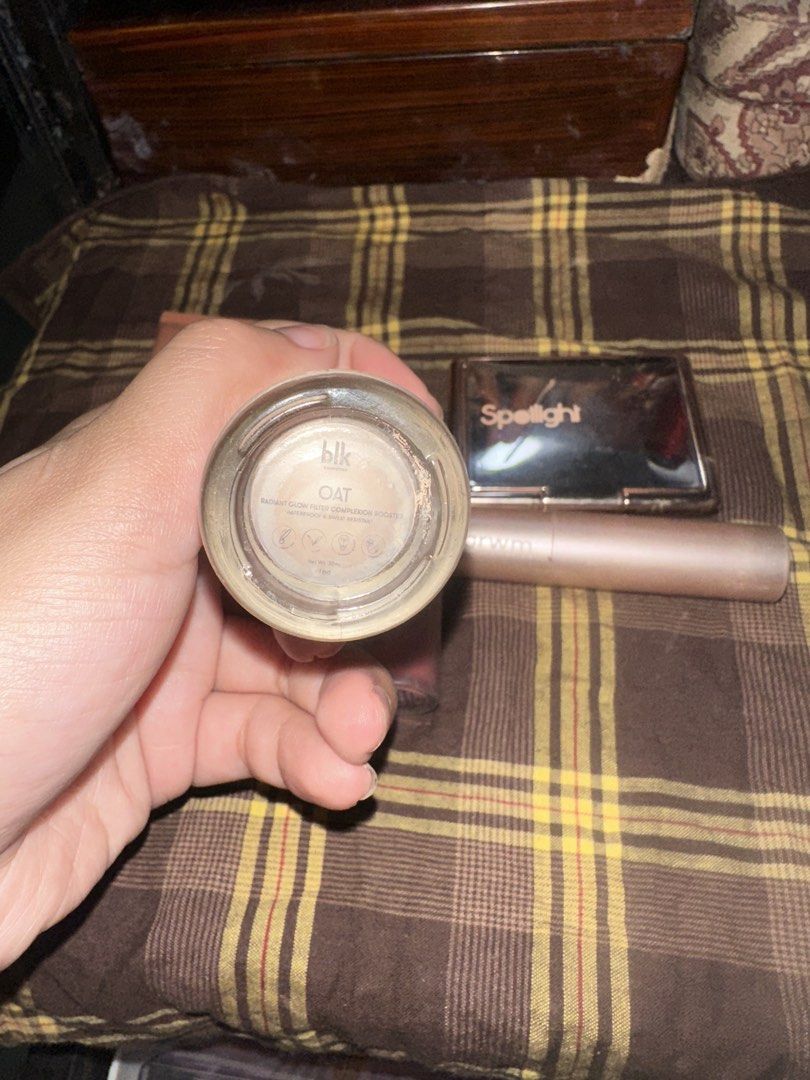Colourette, BLK, GRWM Makeup Bundle (Category: Makeup) located in Pasig City. Submitted by declutterisreal (Listing ID 1448329434, Image 3). Description: - Colourette Skintint (Shade Donsol) 75% full - BLK Cosmetics Radiant Glow Filter (Shade: Oat) - 80% full - BLK Cosmetics Velvet Lip Cream (Shade: Pink Cloud) -80% full - GRWM Soft Matte Lip Ink (Shade: Sangria) - Spotlight Blush (Shade: Brick Rouge) -never used - Note: Some items are partially 