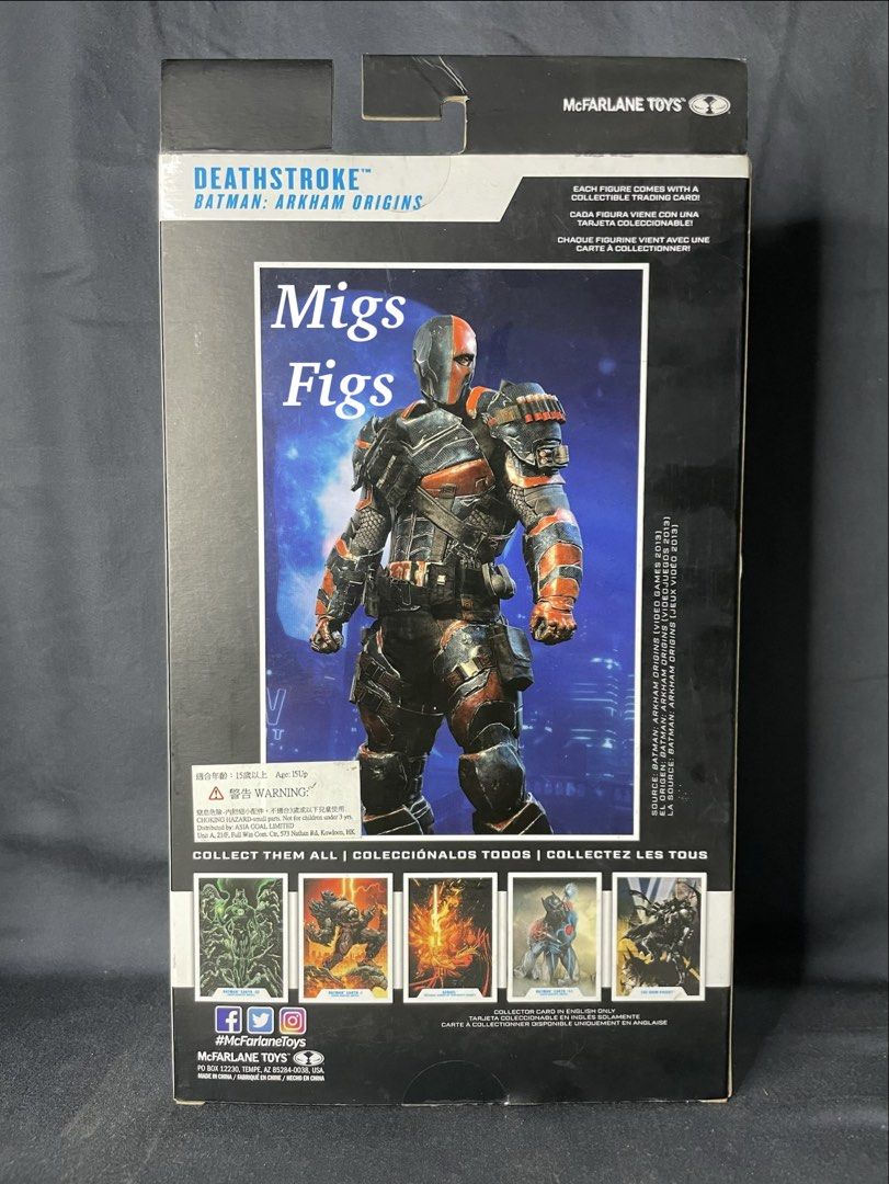 DC Deathstroke Arkham Origins McFarlane Figure (Category: Figurines & Statues) located in Quezon City. Submitted by rondignasen (Listing ID 1440284033, Image 2). Description: For sale: DC Deathstroke Arkham Origins McFarlane figure. 7 inches scale. BIB. Complete. Very tight joints. No issues. Price: 1,799 pesos only. Superb addition to your Batman villains action figure collection! Item is located in QC Gcash payment Meet up or pick up (personal 