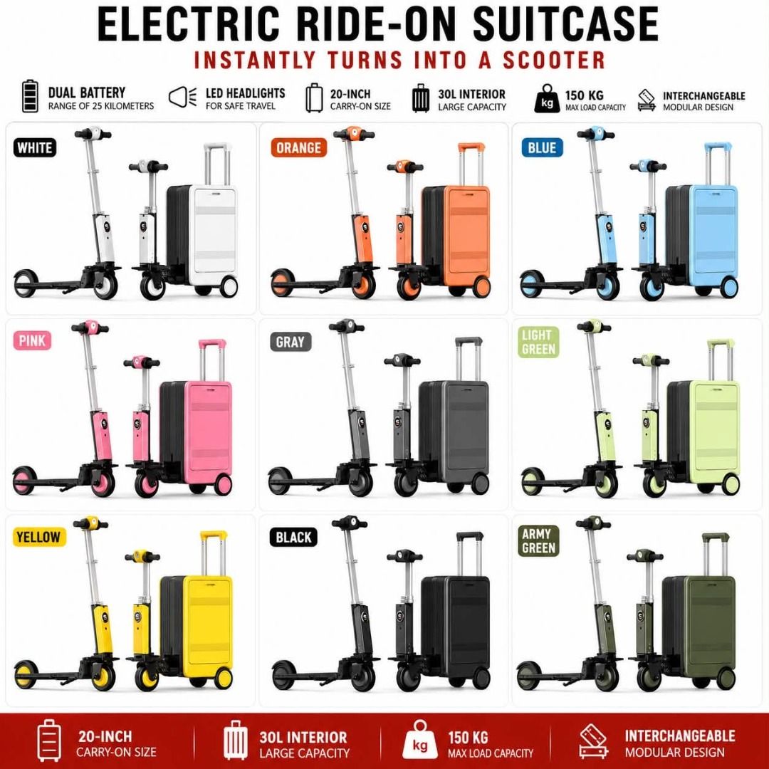 Electric Ride-on Suitcase (Category: Luggage) located in San Pablo. Submitted by reyesbilliardsandaccessories_ (Listing ID 1448380329, Image 1). Description: 🧳⚡ Say Goodbye to Airport Hassle—Ride Your Luggage! 🛴✈️ Travel has never been this fun and convenient! The Electric Ride-on Suitcase instantly transforms into a scooter, letting you glide through airports, terminals, and more with ease. 😍 ⏳ Pre-Order: 30 Days 🔥 Product Highlights: ✅ Inst