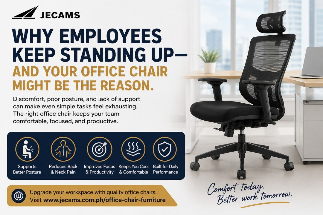Ergonomic Office Chairs for Comfortable & Productive Workspaces | Jecams Inc. (Category: Chairs) located in Quezon City. Submitted by jecams.ph-99572 (Listing ID 1448304381, Image 1). Description: Looking for a comfortable and durable office chair in the Philippines? Jecams offers quality office chairs designed to support long working hours while improving posture and workplace comfort. Whether you're furnishing a business office, startup, school