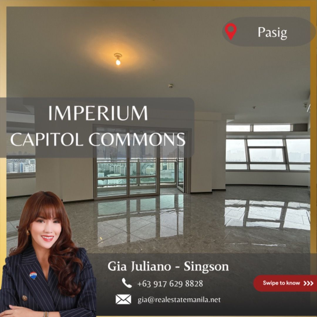 For Lease: Large 3br Unit at Imperium, Capitol Commons (Category: Apartments & Condos) located in Makati City. Submitted by gia.singson_09176298828 (Listing ID 1448322723, Image 1). Description: 📍 FOR LEASE – IMPERIUM AT CAPITOL COMMONS FL023 204 sqm 3 Bedrooms Unfurnished A Unit Mid floor One of the largest layouts in the building 2 Tandem parking slots Ideal for families or executives 💰 ₱170,000 / month (inclusive of association dues) Minimum