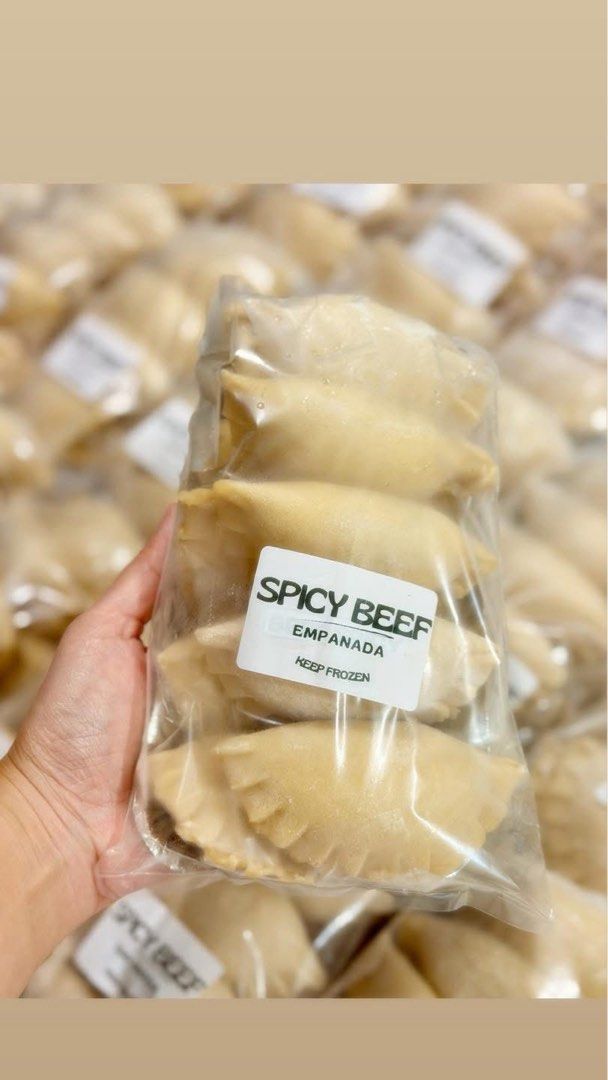 Frozen Empanadas (10 pcs/pack) (Category: Chilled & Frozen Food) located in Paranaque City. Submitted by hellowooorld (Listing ID 1448463958, Image 3). Description: - Homemade frozen empanadas - Available flavors: Chicken, Cheesy Beef, Spicy Beef, Cheesy Tuna - Perfect for quick snacks or meals - Easy to prepare: just bake or air fry - Great for parties and family gatherings.