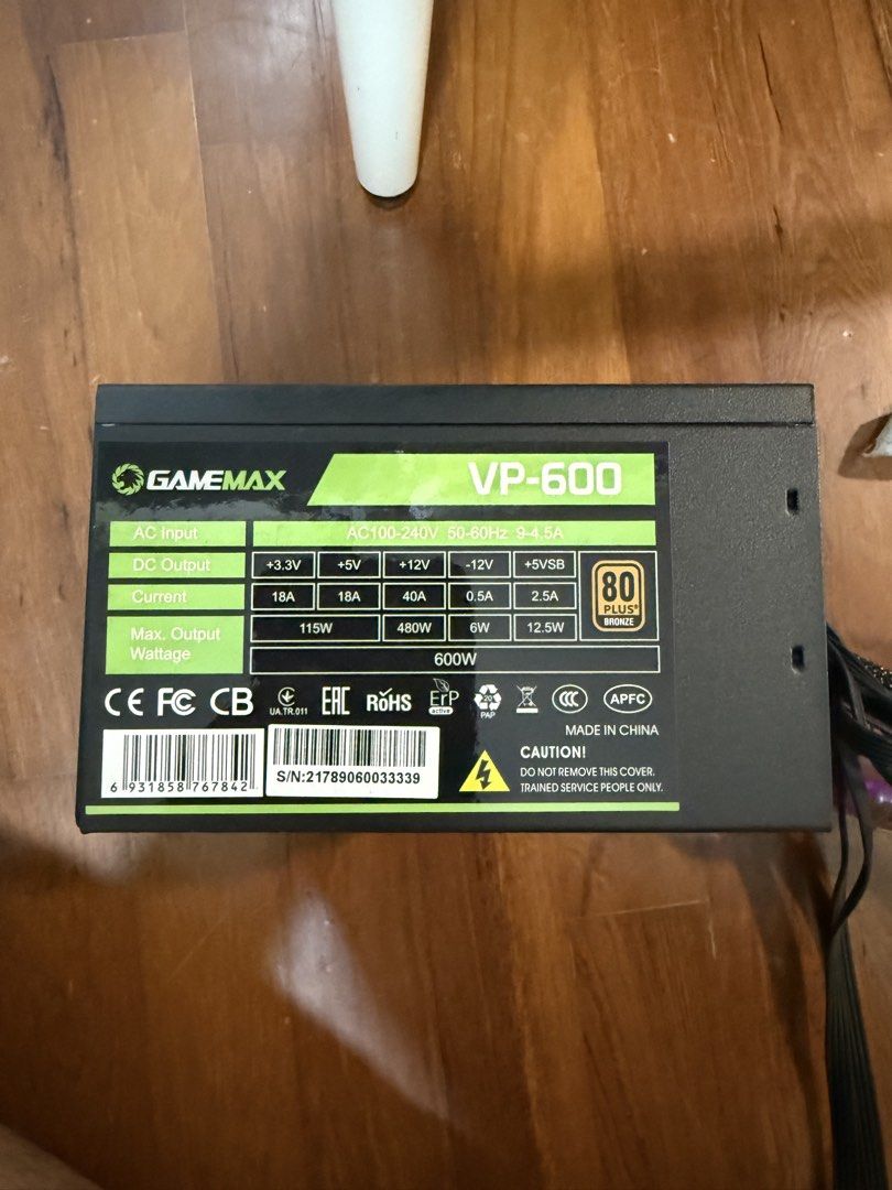 Gamemax VP-600 600W 80 Plus Bronze Power Supply