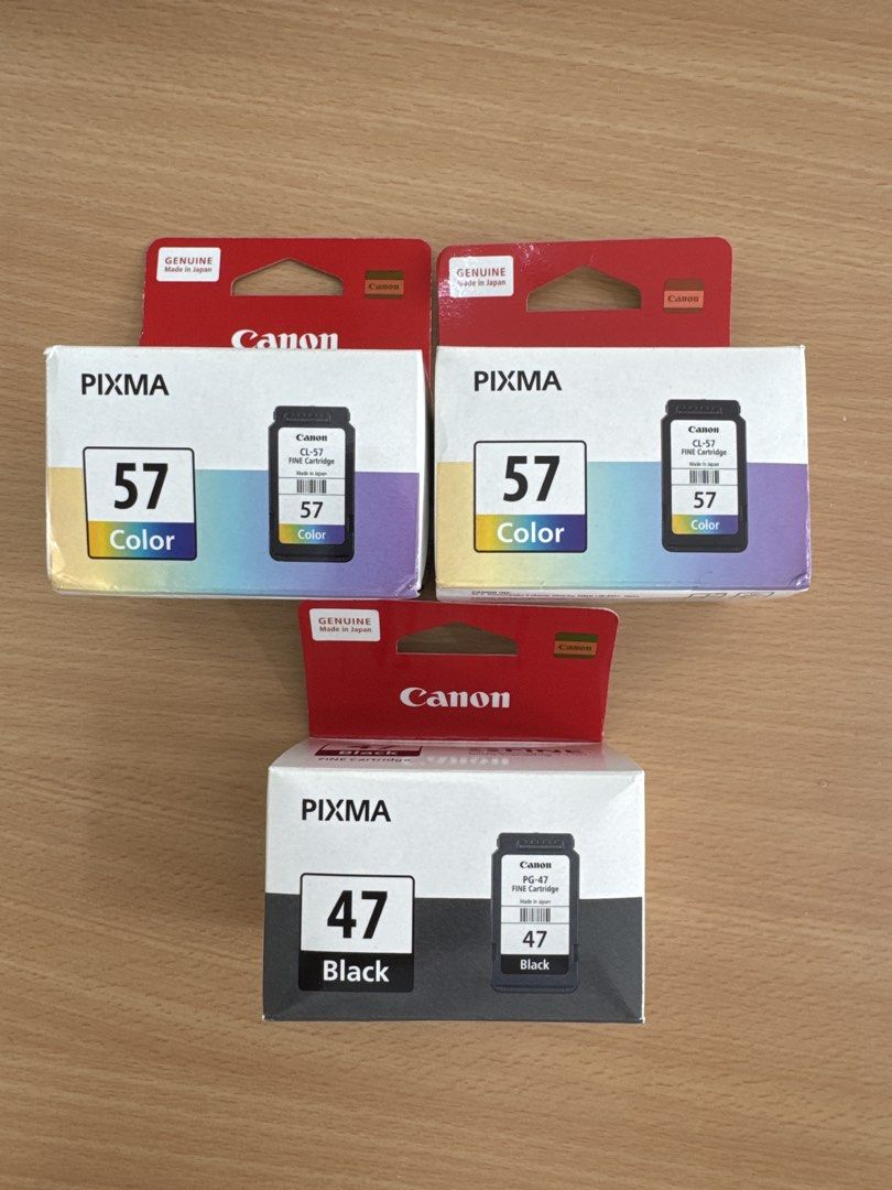 Genuine Canon PIXMA 57 Color & 47 Black Ink Cartridges