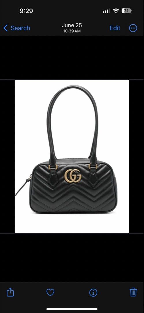 Gucci Marmont shoulder bag (Category: Luxury Bags & Wallets) located in Manila. Submitted by babii08 (Listing ID 1448419193, Image 1). Description: Comes with magnetic box and complete inclusion.