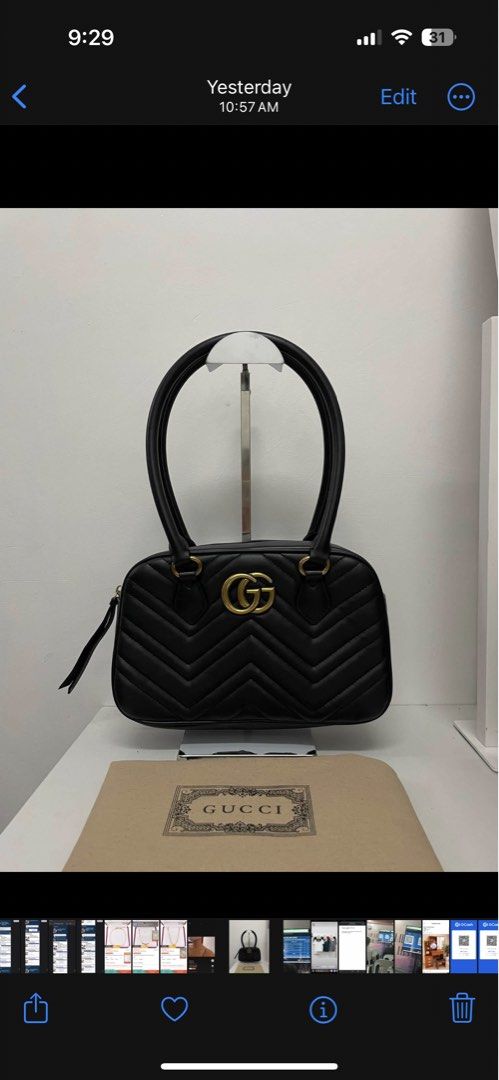 Gucci Marmont shoulder bag (Category: Luxury Bags & Wallets) located in Manila. Submitted by babii08 (Listing ID 1448419193, Image 2). Description: Comes with magnetic box and complete inclusion.