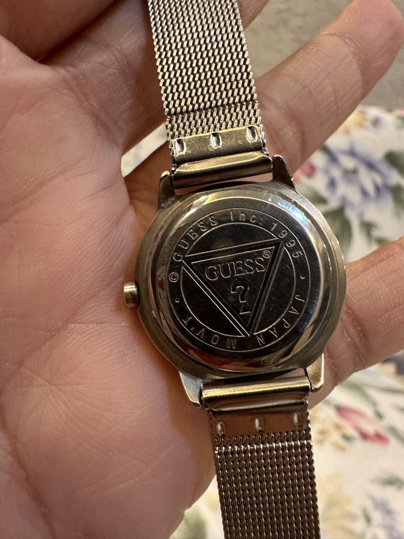 Guess Dainty Watch (Mesh Bracelet) (Category: Women's Watches) located in Pasig City. Submitted by surplusatbp (Listing ID 1448480131, Image 3). Description: Preloved Watch Guess Dainty Watch (Mesh Bracelet) Modern Chic: Features a sleek, minimalist dial paired with a contemporary stainless steel mesh bracelet. Seamless Fit: The mesh band is infinitely adjustable, ensuring a perfect fit for any wrist size. Versatile Style: Its clean, understated 