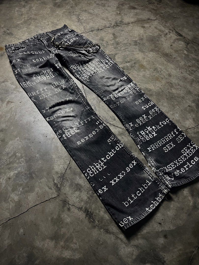 Hysteric Glamour Typewriter Bootcut Jeans (Category: Jeans) located in Lucena. Submitted by fent.shop (Listing ID 1448355288, Image 2). Description: waist 30 length 40.5 hem 8.5 Tornado Mart, Semantic Design, L.G.B., ifsixwasnine, 5351 Pour Les Hommes, PPFM, PPFM Napoleon, Jackrose, Gostar De Fuga, XFRM, Obelisk, Morgan De Toi, KMRii, Roen, Roar, Number (N)ine, Number Nine, Undercover, Hysteric Glamour, Neighborhood, WTAPS, Bounty Hunter, Milkboy