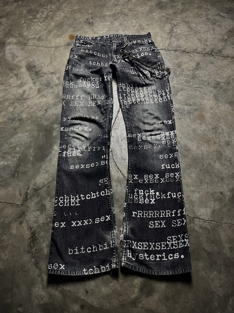 Hysteric Glamour Typewriter Bootcut Jeans (Category: Jeans) located in Lucena. Submitted by fent.shop (Listing ID 1448355288, Image 1). Description: waist 30 length 40.5 hem 8.5 Tornado Mart, Semantic Design, L.G.B., ifsixwasnine, 5351 Pour Les Hommes, PPFM, PPFM Napoleon, Jackrose, Gostar De Fuga, XFRM, Obelisk, Morgan De Toi, KMRii, Roen, Roar, Number (N)ine, Number Nine, Undercover, Hysteric Glamour, Neighborhood, WTAPS, Bounty Hunter, Milkboy