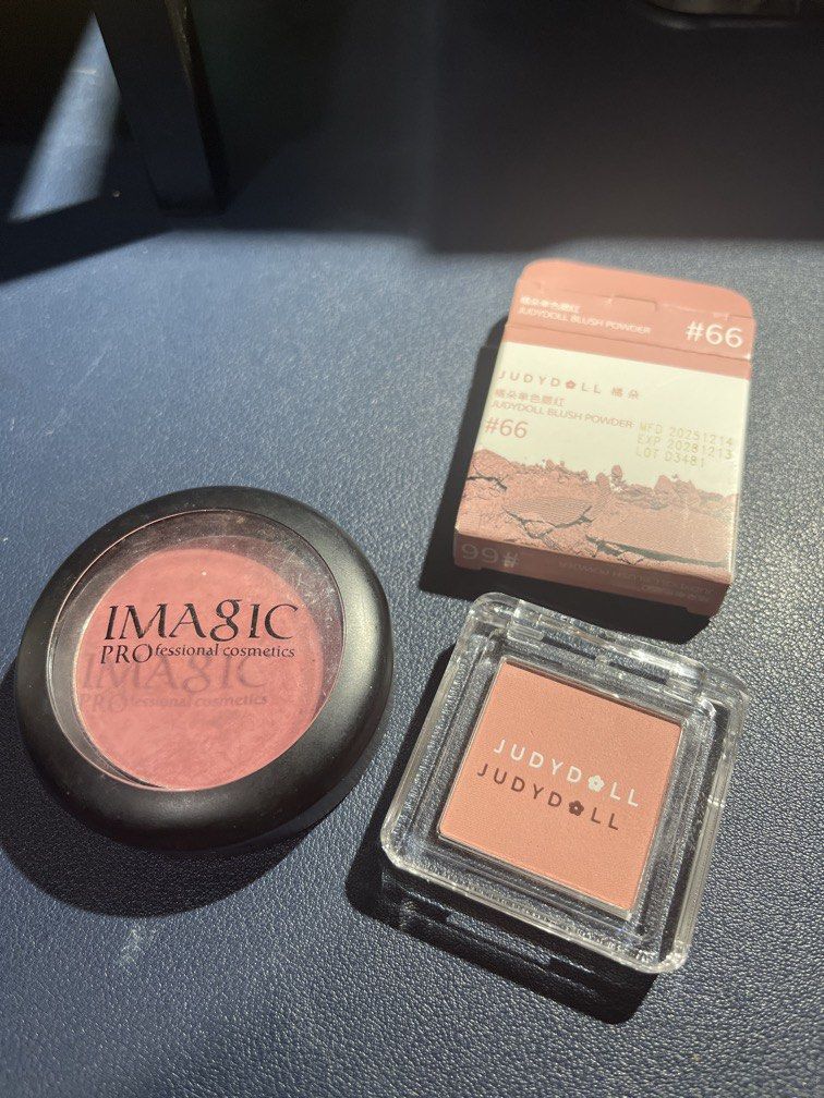 Judy Doll + Imagic blush (Pair) (Category: Makeup) located in Paranaque City. Submitted by studiosecond (Listing ID 1448405567, Image 1). Description: - Swatched only - Doesn’t appear on my skin - Bought the wrong shade - Buy one get one.