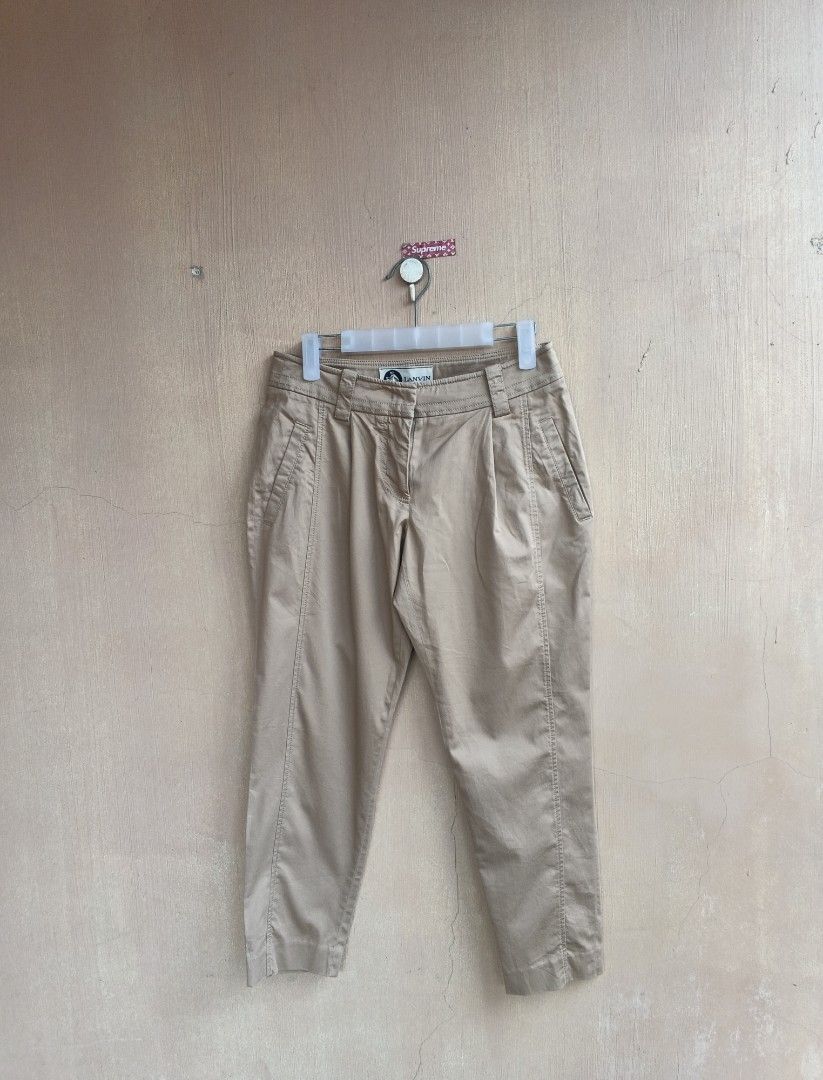 Lanvin Paris Khaki Trousers 28 (Category: Luxury Apparel) located in Lipa City. Submitted by MEECHYTWO2TWO (Listing ID 1448291114, Image 1). Description: • LANVIN KHAKI TROUSERS - Size: Small / Best fit S-M - Waistline 28 : / Length: 31.5 - Location: Lipa City, Batangas - Excellent condition - Color rate: 10/10 - Additional sf +75 - Mop: GCASH/NO COD - Payment first tomorrow will be shipped.