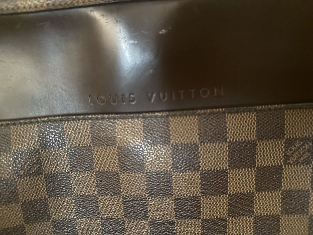 Louis Vuitton Damier Ebene Briefcase Bag (Category: Luxury Bags & Wallets) located in Manila. Submitted by happy.twinstars (Listing ID 1448353214, Image 3). Description: LOUIS VUITTON Authentic Vintage Damier Canvas Porte Ordinateur Sabana Computer Case Bag - Classic checkered pattern - Top handle and detachable shoulder strap - Embossed 'Louis Vuitton' logo on front - working zippers - Spacious interior, ideal for documents or a laptop - Perfect