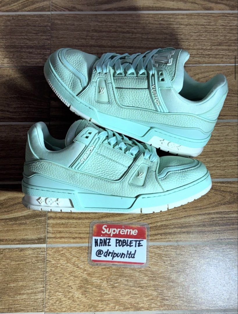Louis Vuitton Trainers Mint Green and White (Category: Sneakers & Footwear) located in Mandaluyong City. Submitted by dripunltd (Listing ID 1448367295, Image 1). Description: Louis Vuitton Trainers Mint Green and White Size 6 (Fits 7.5-8) 9.2/10 Condition Pair Only 17,999.