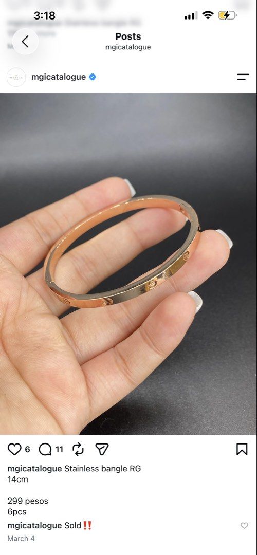 Love Bangle (Category: Jewelry) located in Pasig City. Submitted by evrylabel (Listing ID 1448423508, Image 3). Description: Stainless but looks like 18k gold. Really nice quality! 14-15cm.