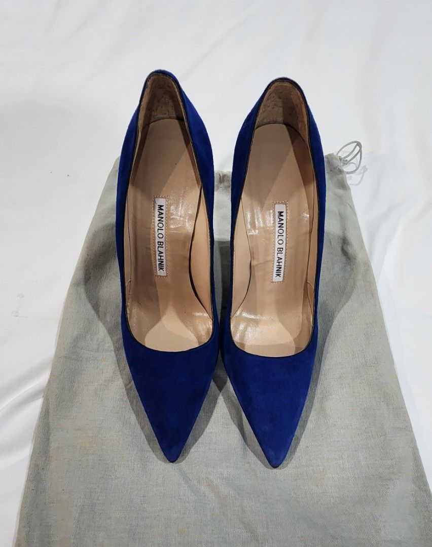 Manolo Blahnik Royal Blue Suede Pointed Toe Heels (Category: Heels) located in Butuan. Submitted by sofiaharmonie (Listing ID 1448357980, Image 1). Description: - Brand: Manolo Blahnik Size: 36eu - Color: Royal Blue - Material: Suede - Style: Classic pointed toe with stiletto heel - Condition: Excellent (comes with original dust bag) - Perfect for making a statement and elevating any outfit..