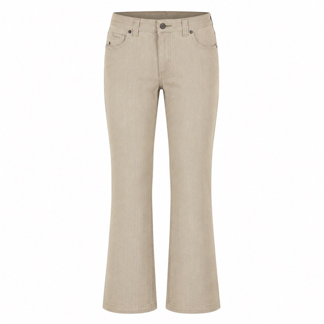 New Look Beige Striped Flare Jeans (Category: Jeans) located in San Ildefonso. Submitted by rgdeclutters (Listing ID 1448417410, Image 1). Description: L 34" W 28".