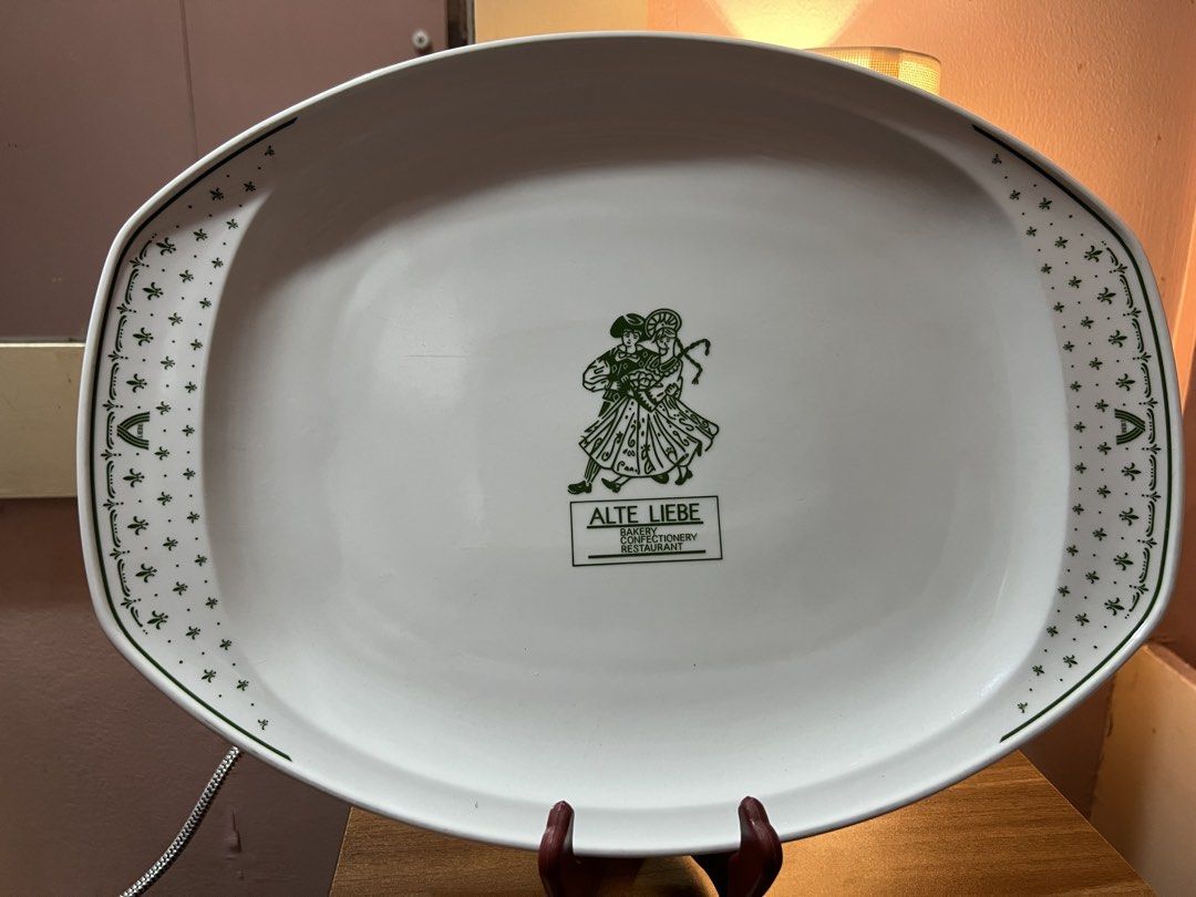 Noritake Primaduro Serving Platter Alte Liebe Bakery Confectionery (Category: Dinnerware & Cutlery) located in Pasig City. Submitted by allaboutstuff.co (Listing ID 1448482927, Image 1). Description: - Vintage Noritake serving platter - 'Alte Liebe' design featuring a dancing couple - Ideal for serving guests or as a decorative piece - Dimensions: Approximately 16 inches long x 12 inches wide - Made from durable Primaduro material - A beautiful a