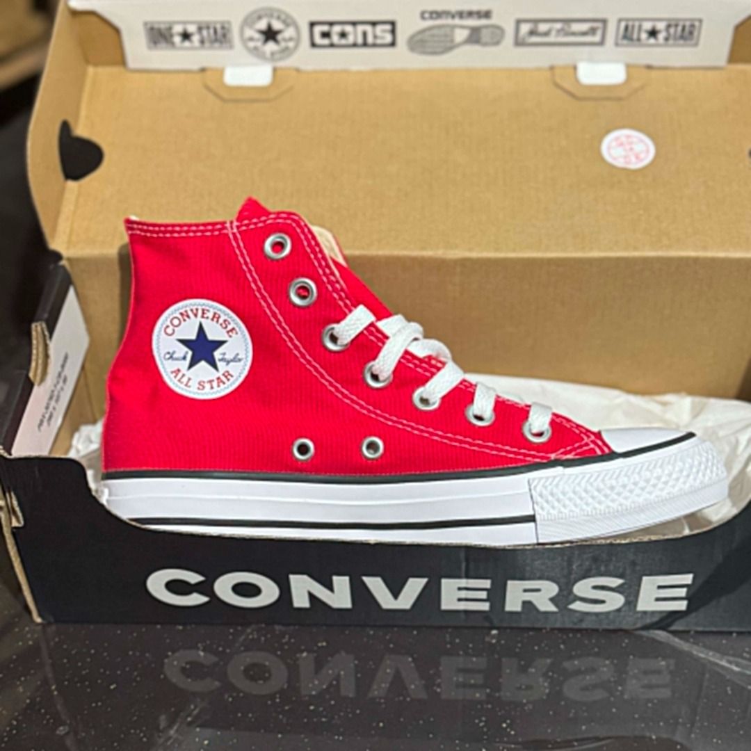 ORIGINAL CONVERSE CHUCK TAYLOR ALL STAR HI RED WHITE (Category: Sneakers) located in Cavite. Submitted by warehousecentraleofficial (Listing ID 1448344113, Image 2). Description: ORIGINAL CONVERSE BELOW SRP. Sizes: 5/7.5/8.5/9 US WOMEN 🚚 Couriers: JNT, JRS, LALAMOVE 💰 Mode of Payment: Bank Transfer, Gcash, and Paymaya 📩 DM our F(B) Page: Warehouse Centrale ✅ items are 100% original. 10x moneyback guarantee if proven fake! .